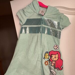 Disney Ariel Mermaid Hooded Zip terry cloth swim coverup - Mint Green & Pink